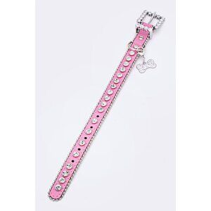 Ball Chain Crystal Dog Collar - Pink